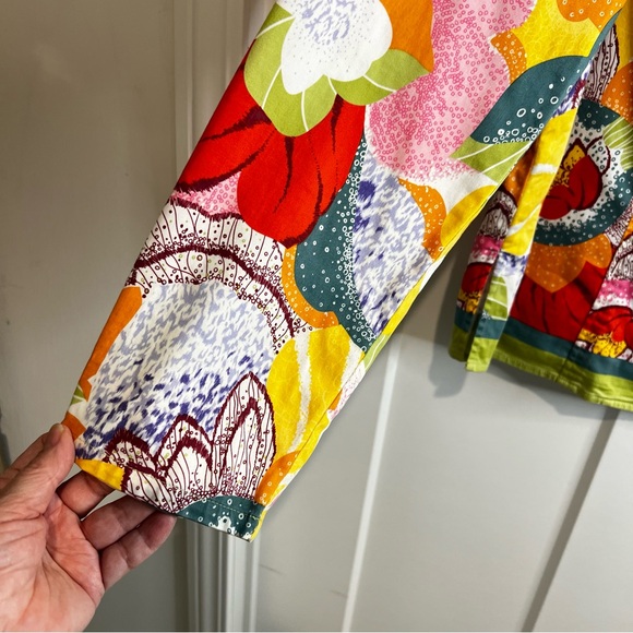 Coldwater Creek Pastel Floral Zip Up Jacket Petite Sz PL Cotton Side Splits - Picture 5 of 11